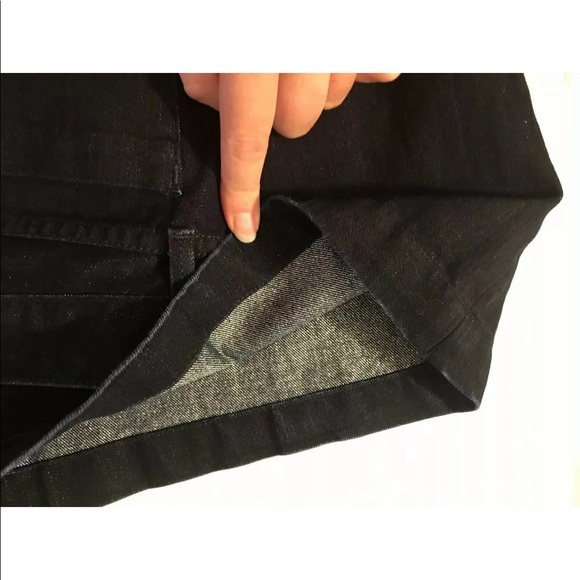 GOLDSIGN Short Orchid Denim Jeans Flare Wide Leg Dark Wash Mid Rise Bell Bottoms - Picture 7 of 9